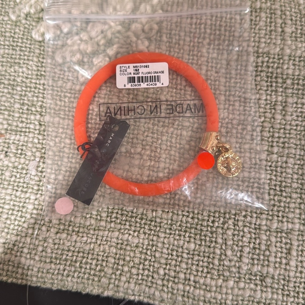 Marc Jacob Orange Bangle Bracelet with Gold Charm